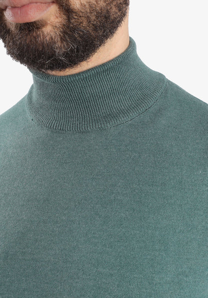 Olive Half Collar Cotton Basic Plain Pullover