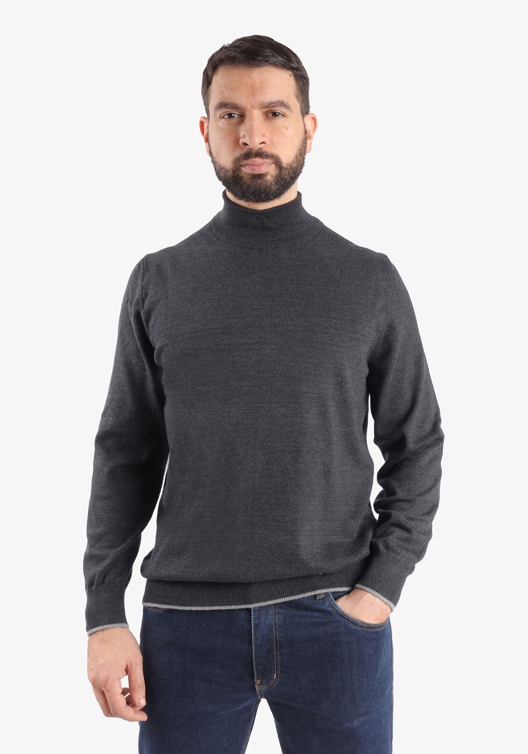 Black Half Collar Cotton Basic Plain Pullover