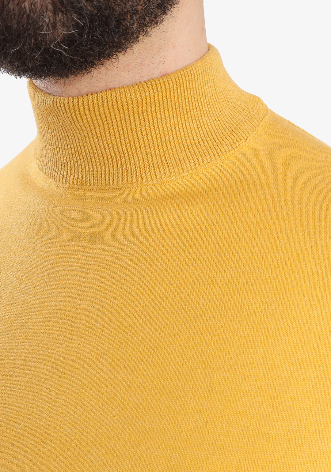 Mustard Half Collar Cotton Basic Plain Pullover