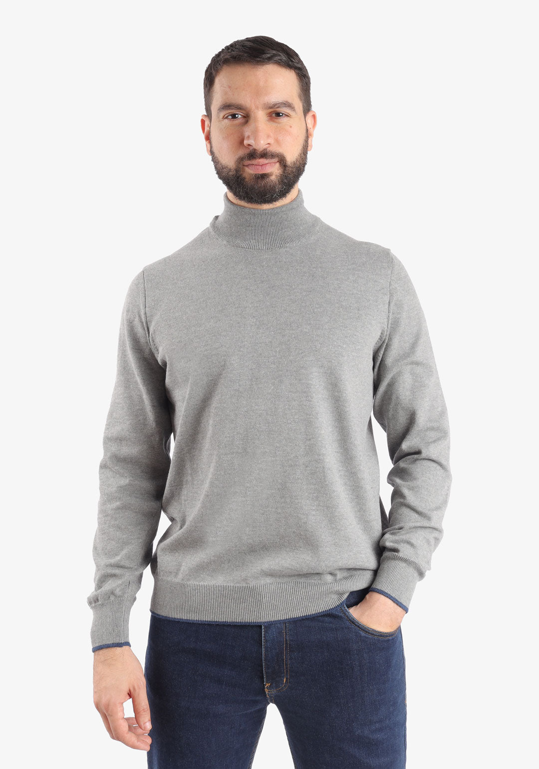 Light Gray Half Collar Cotton Basic Plain Pullover