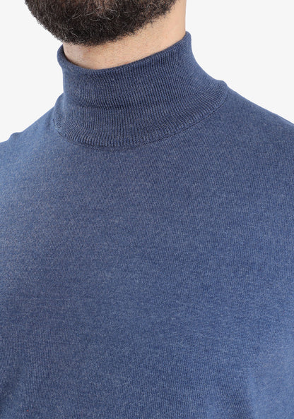 Navy Half Collar Cotton Basic Plain Pullover
