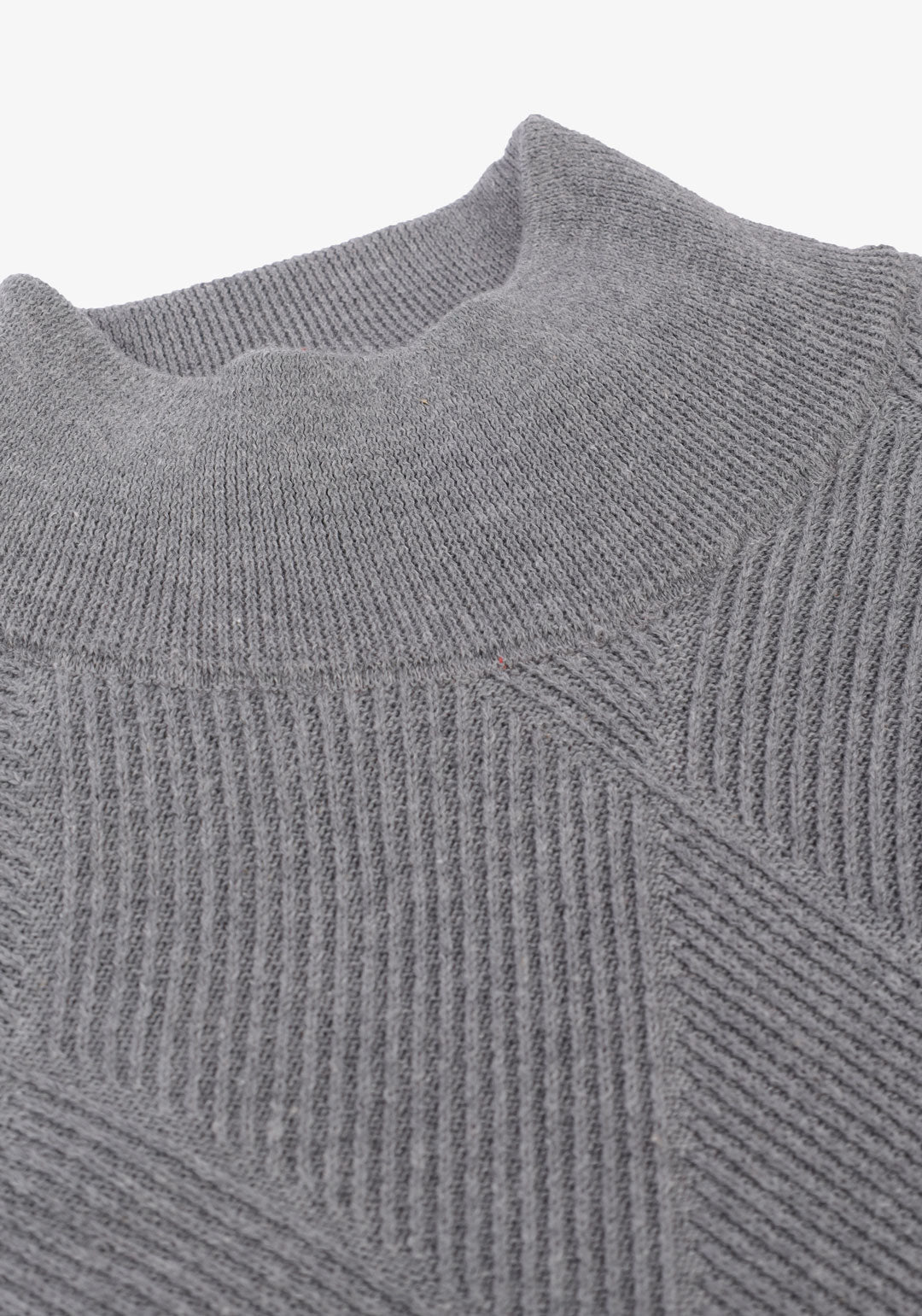 Light gray cotton jacquard half Collar Pullover