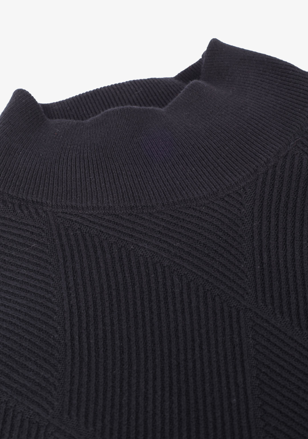 Black cotton jacquard half Collar Pullover