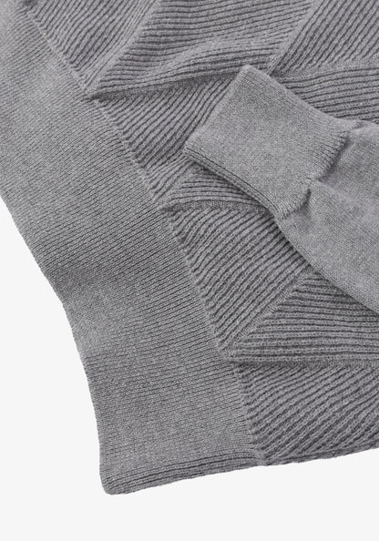 Light gray cotton jacquard half Collar Pullover