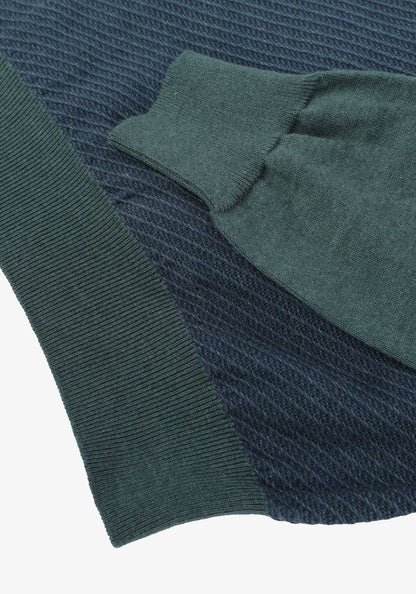 Olive Green  V-Neck cotton jacquard pullover
