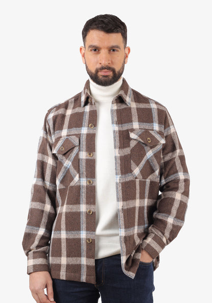Brown Checkered Overshirt