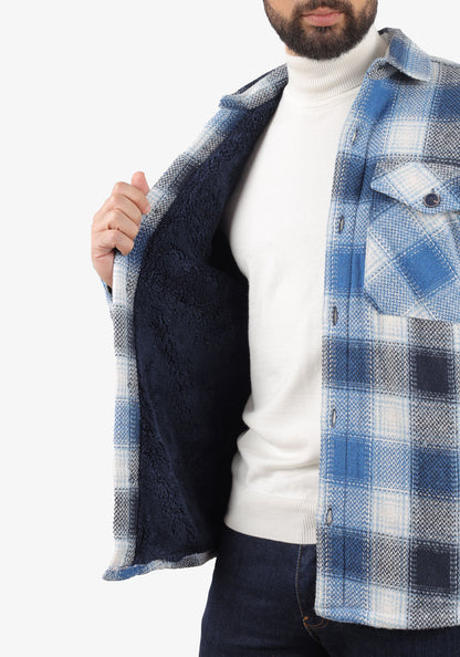 Checkered Overshirt with Fur Lining