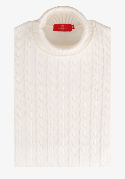 Off-White High Collar Pullover with Braids Pattern
