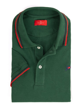 Olive Green Striped Polo