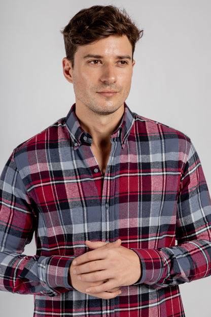 Checkered Long Sleeves Cotton Shirt