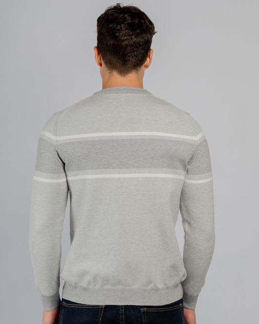 Light grey striped crewneck pullover