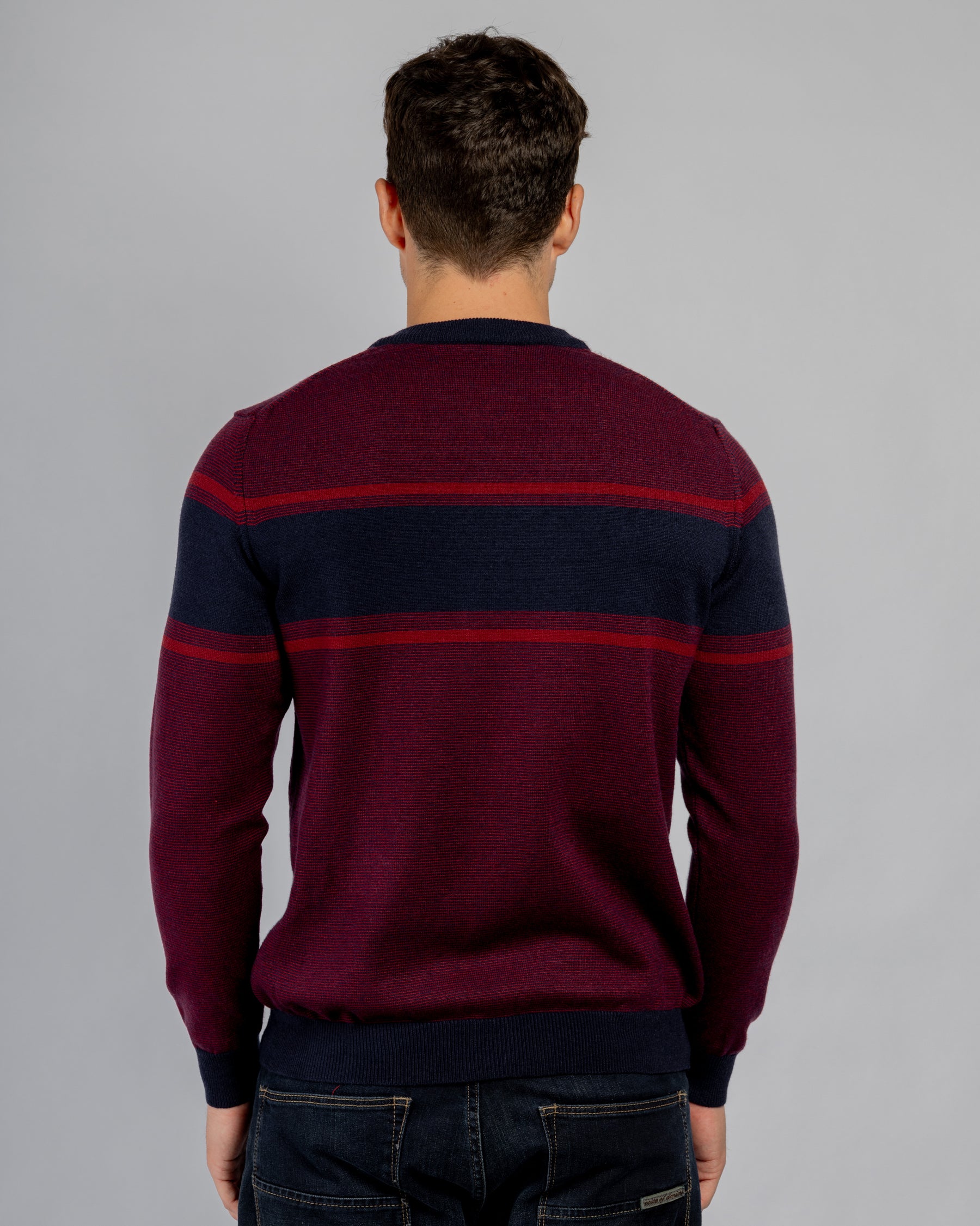 Burgundy striped crewneck pullover