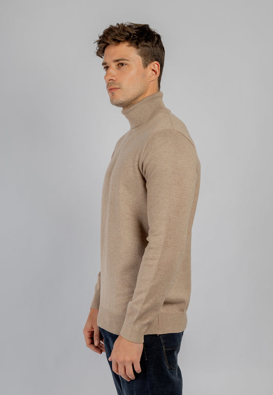 Beige High Collar Pullover