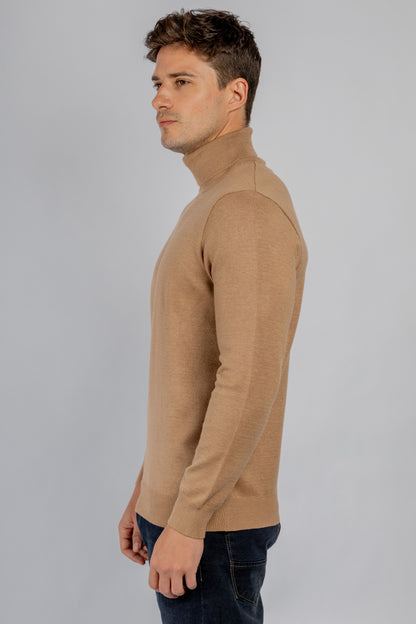 Dark Beige High Collar Pullover