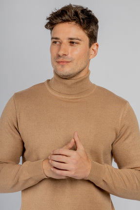 Dark Beige High Collar Pullover