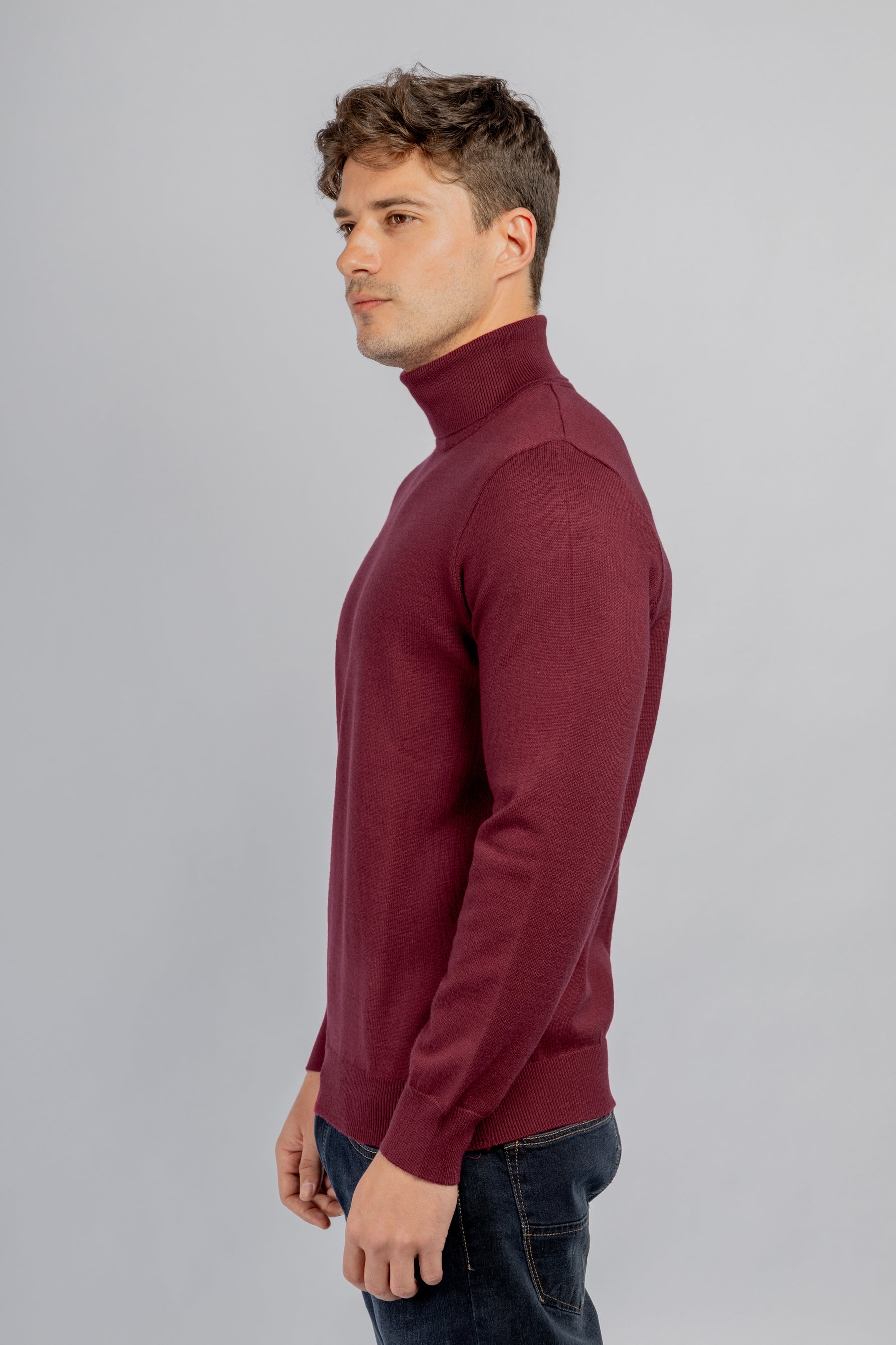 Burgundy High Collar Pullover