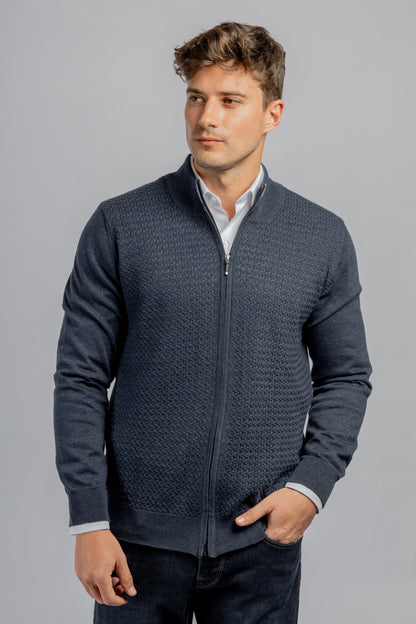 Navy Knitted Cotton Jacket