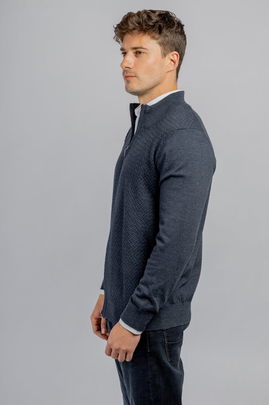 Navy Knitted Cotton Jacket