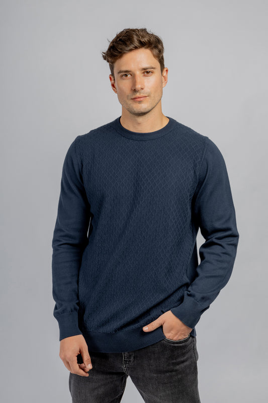 Navy Crew Neck Cotton Pullover