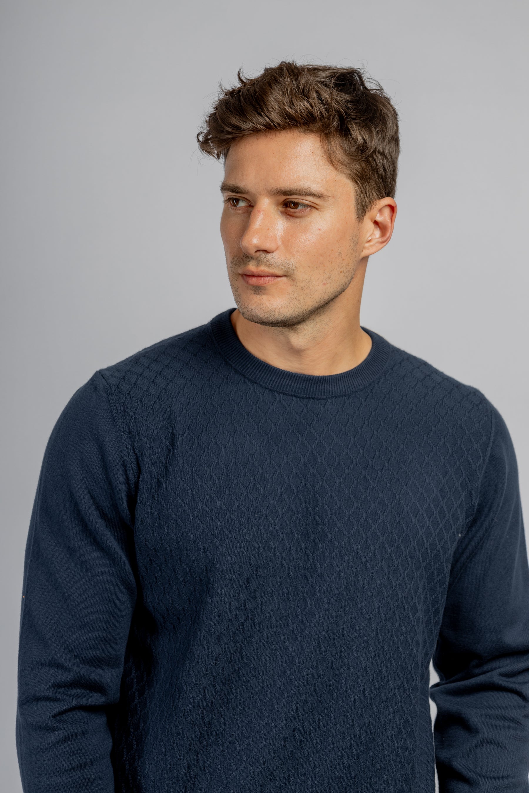 Navy Crew Neck Cotton Pullover