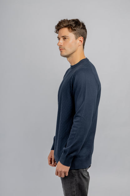 Navy Crew Neck Cotton Pullover