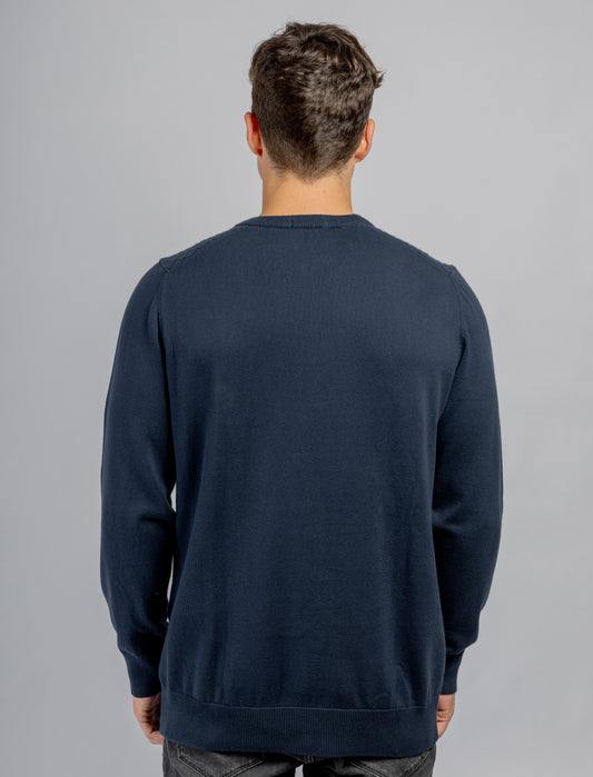 Navy Crew Neck Cotton Pullover