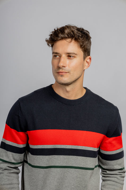 Navy Crew Neck Cotton Pullover