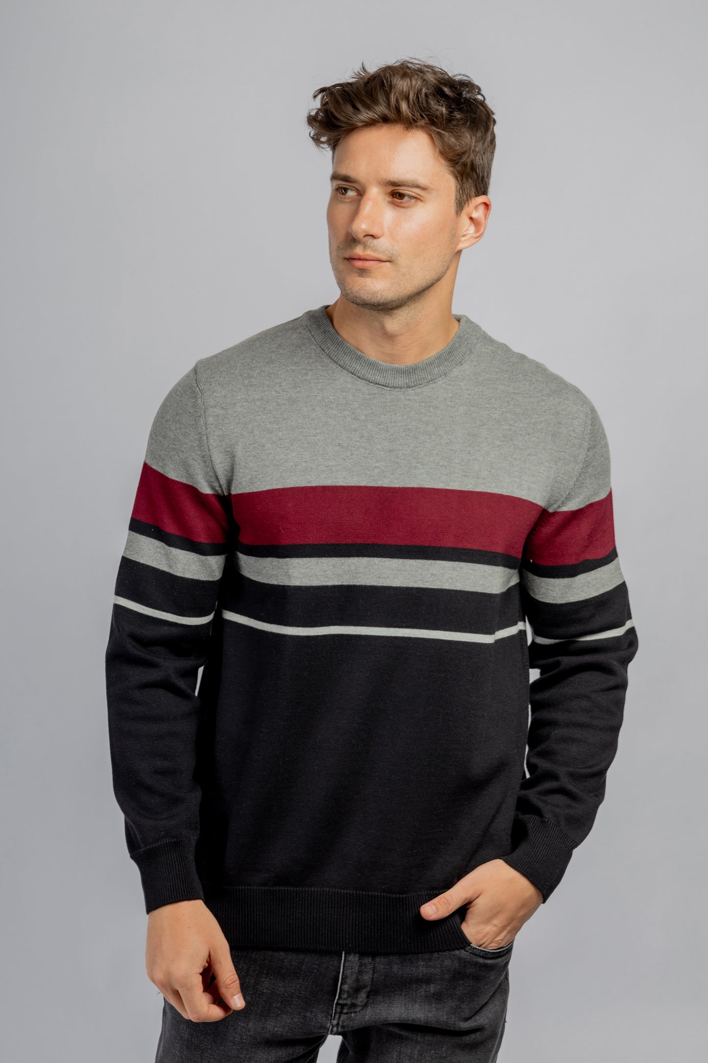 Light Grey Crew Neck Cotton Pullover