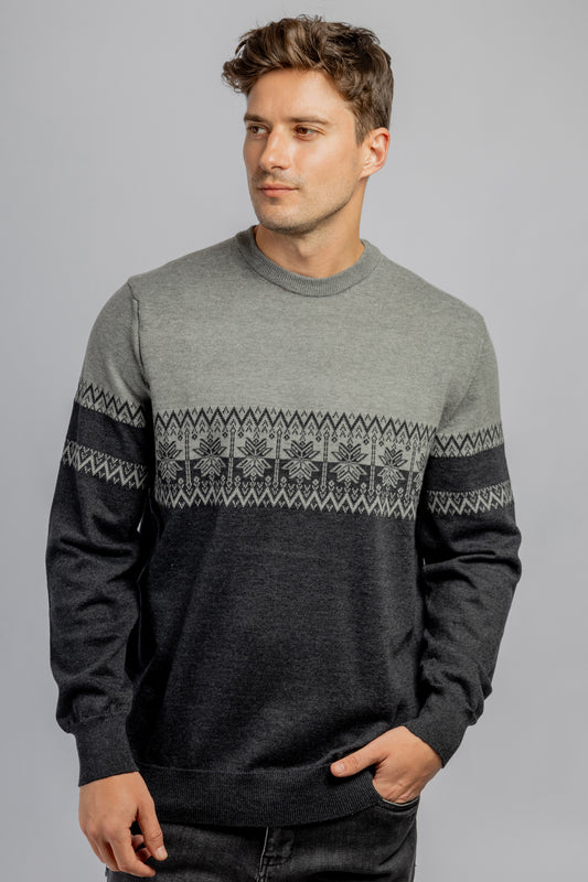 Dark & Light Gray Round Neck cotton pullover