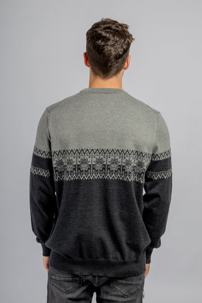 Dark & Light Gray Round Neck cotton pullover