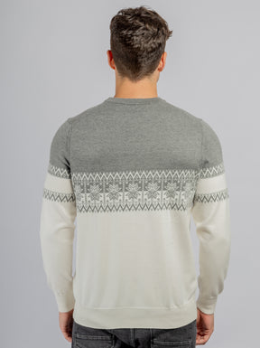 Off-white & Gray Round Neck cotton pullover