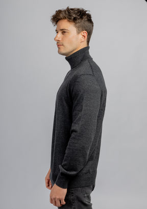 Black cotton high collar pullover