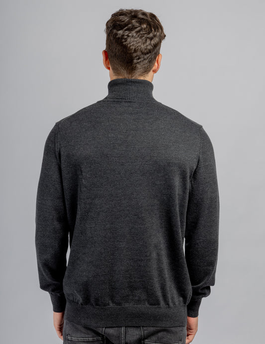 Black cotton high collar pullover