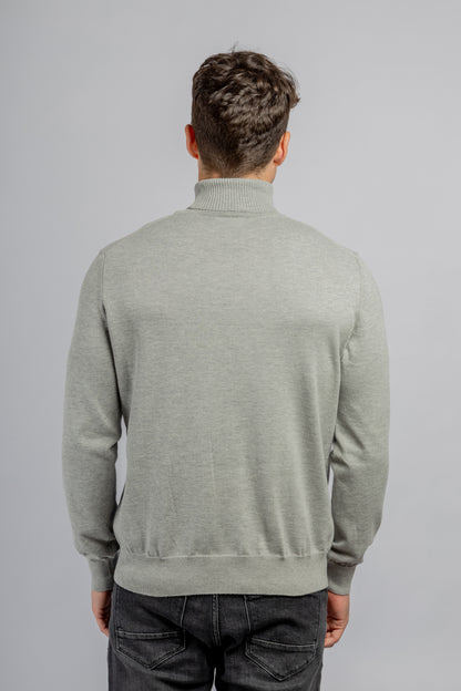 Light grey cotton high collar pullover