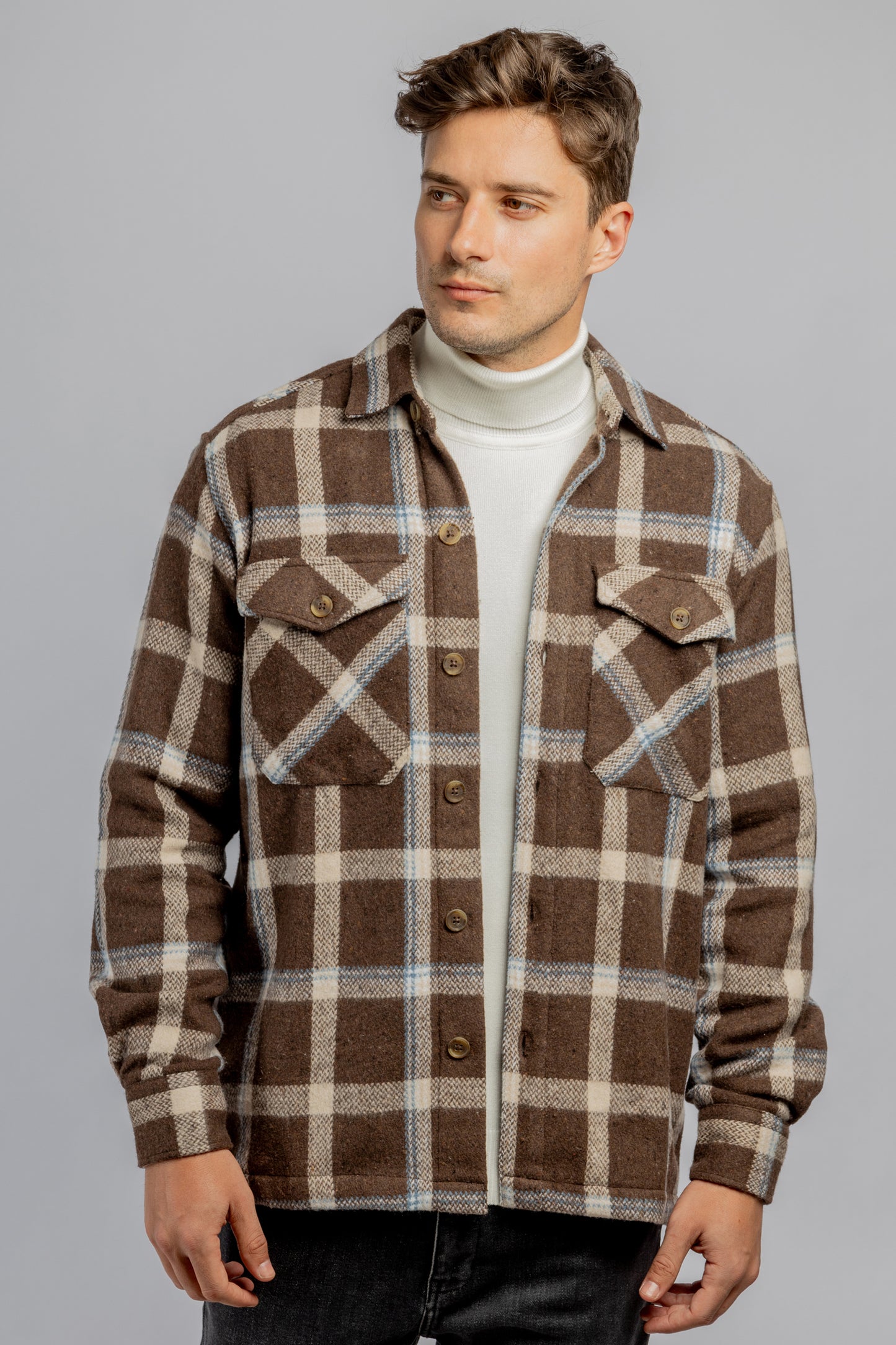 Brown Checkered Overshirt