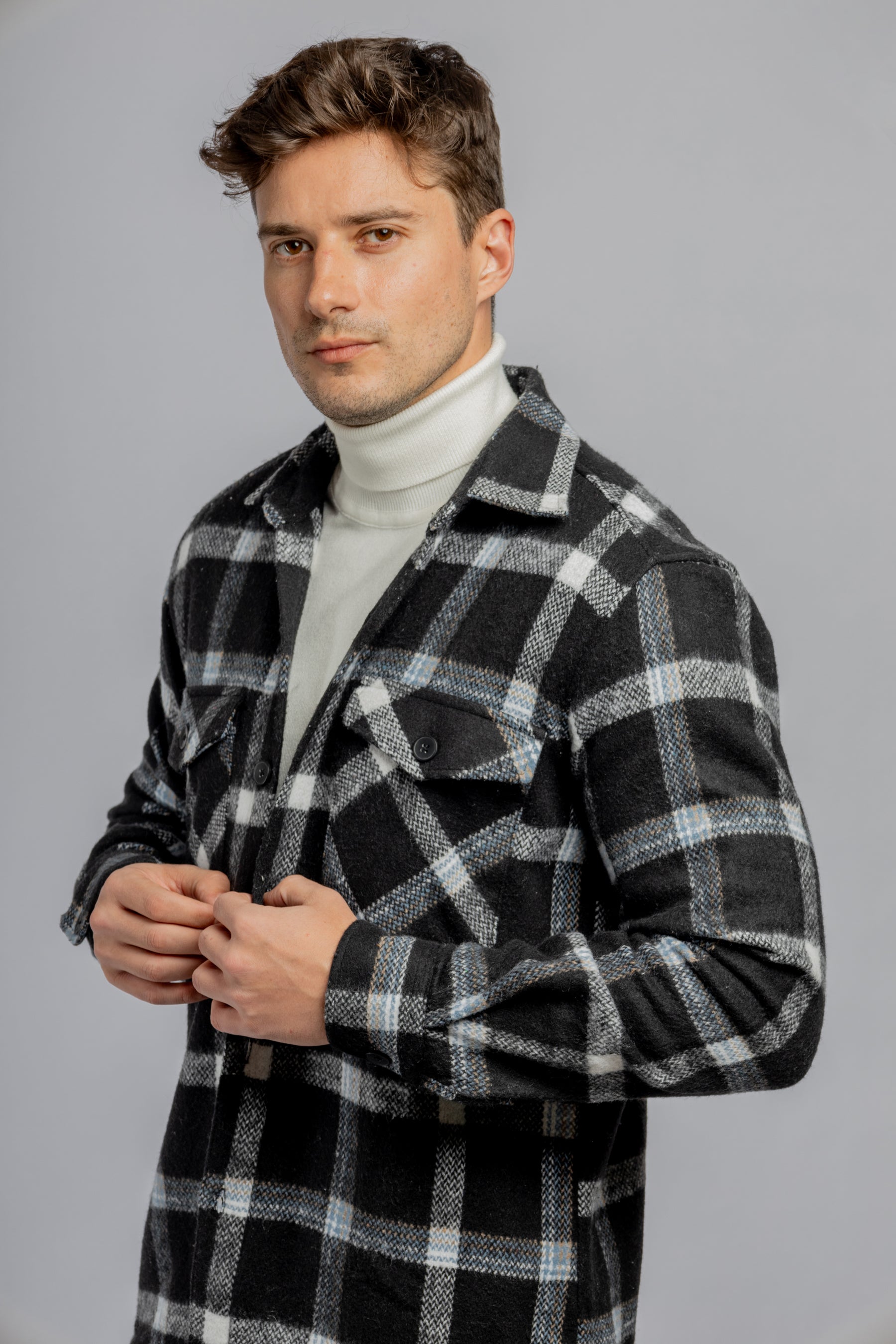 Black Checkered Overshirt