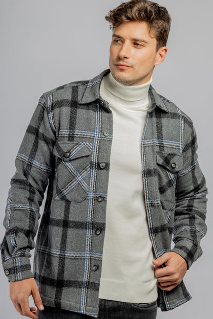 Drak Gray Checkered Overshirt