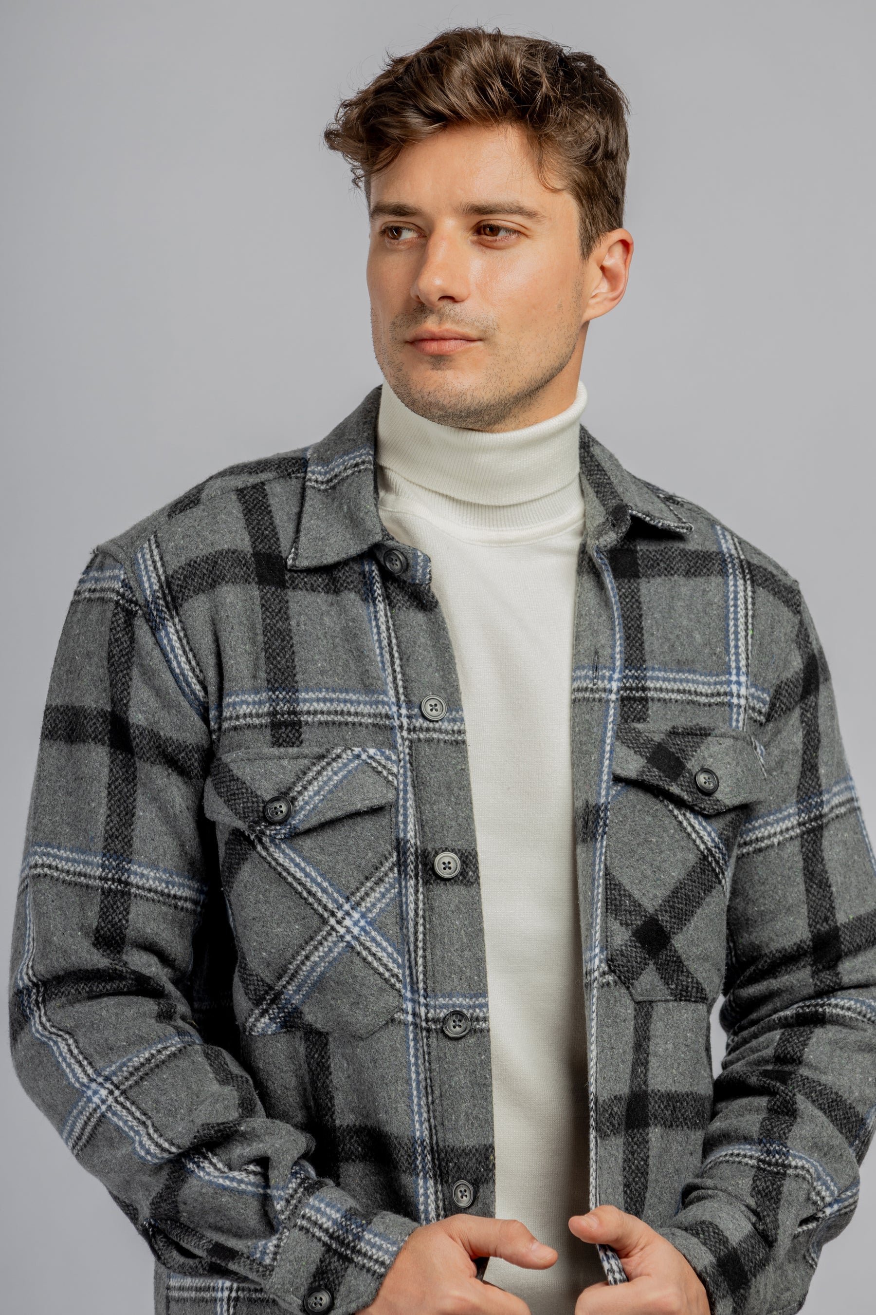 Drak Gray Checkered Overshirt