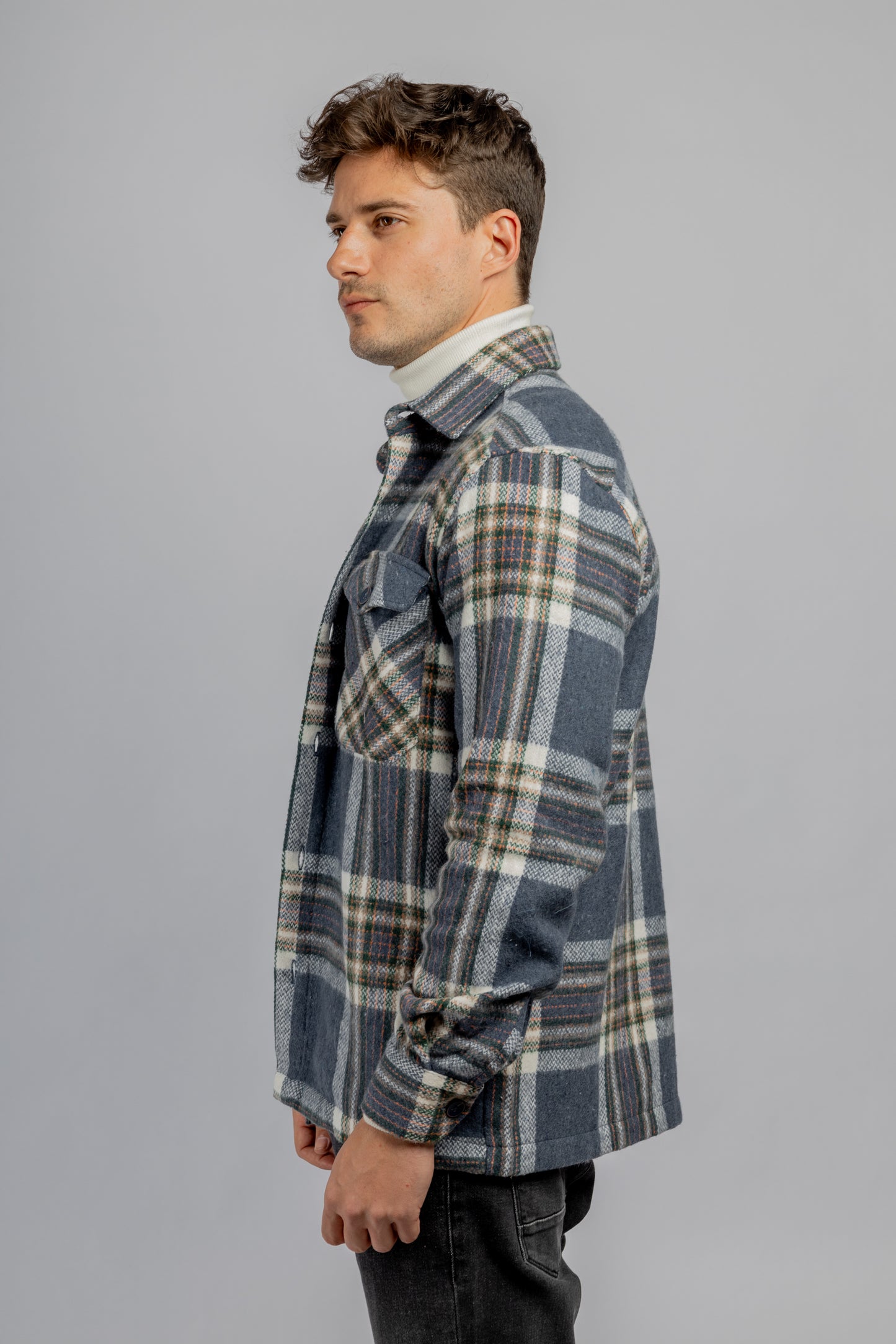 Navy Checkered Overshirt