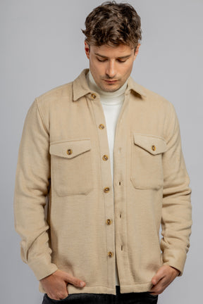 Beige Plain Overshirt