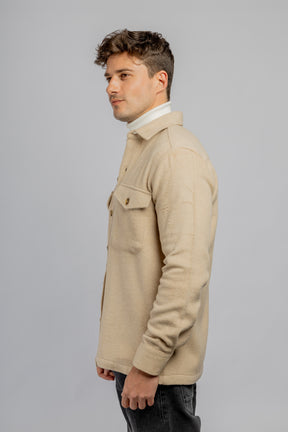 Beige Plain Overshirt