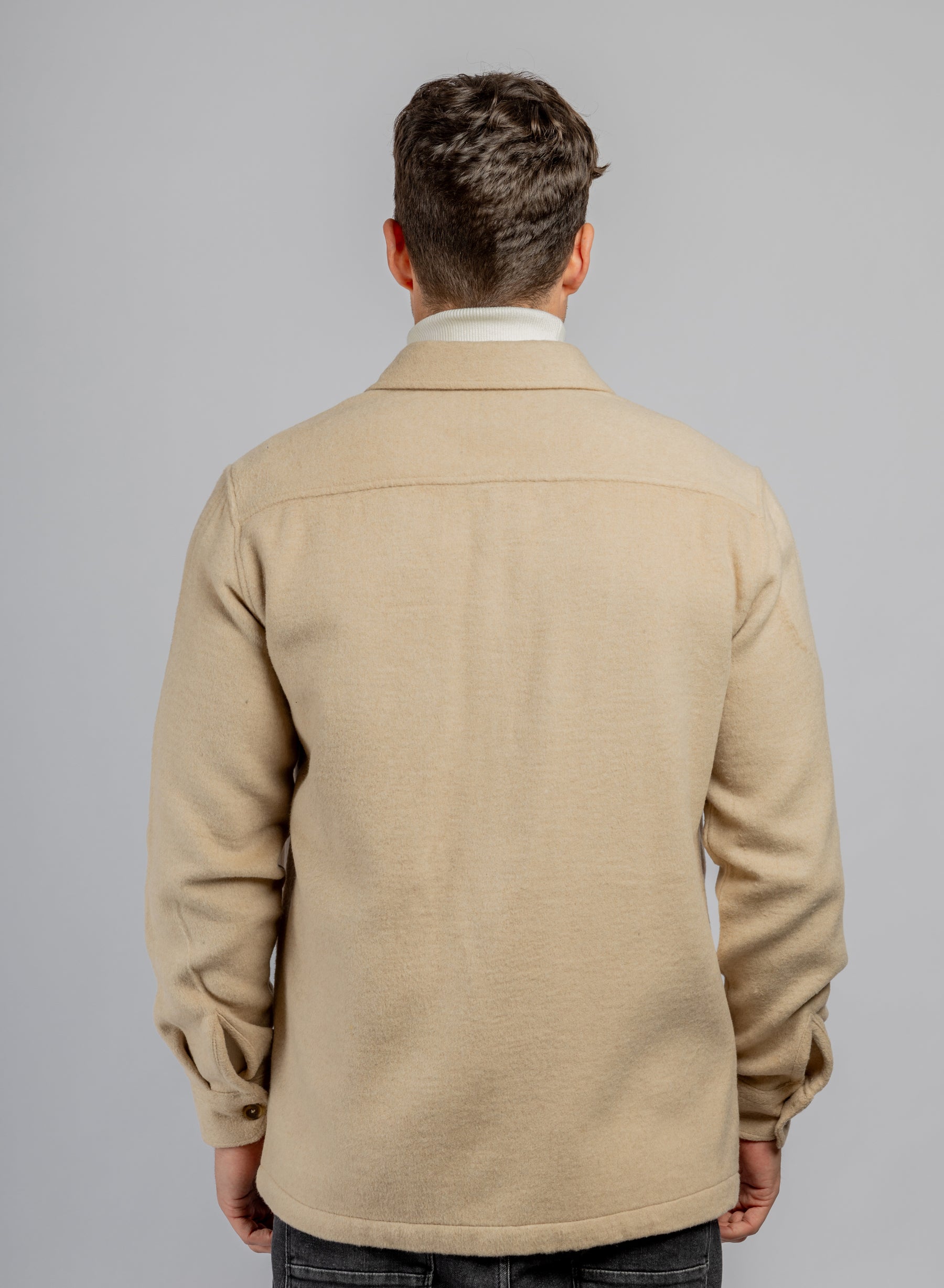 Beige Plain Overshirt