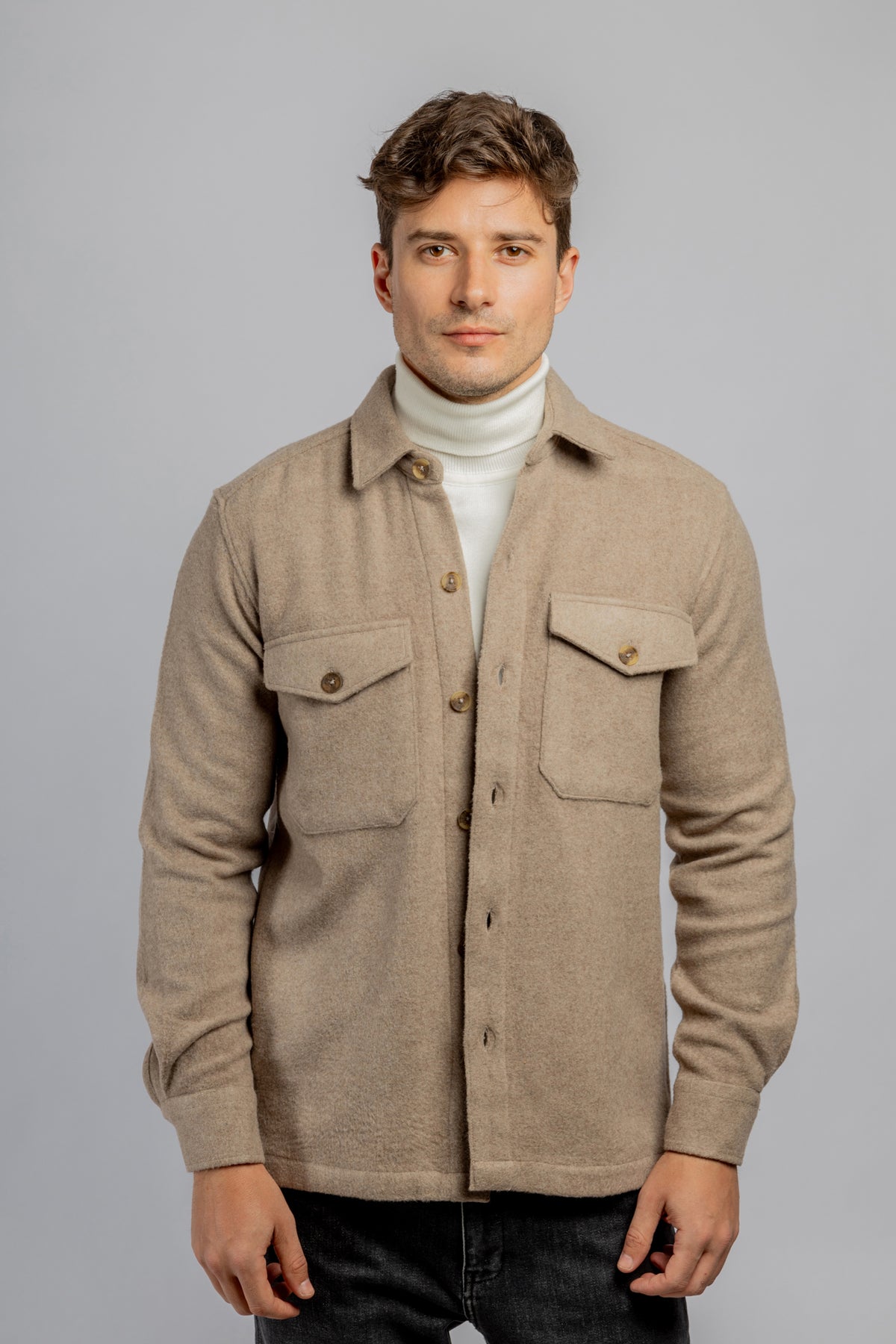 Brown Plain Overshirt