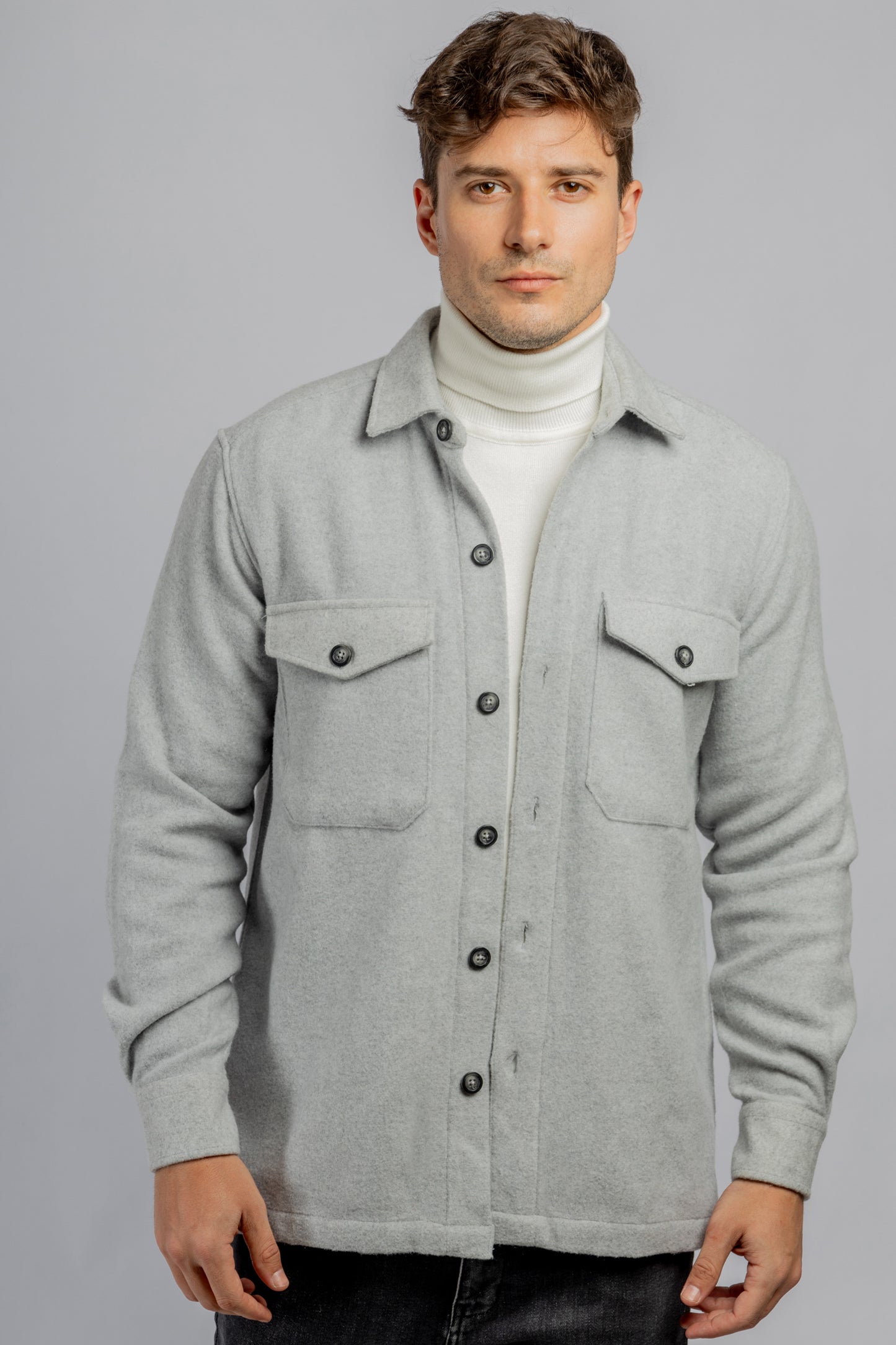 Gray Plain Overshirt