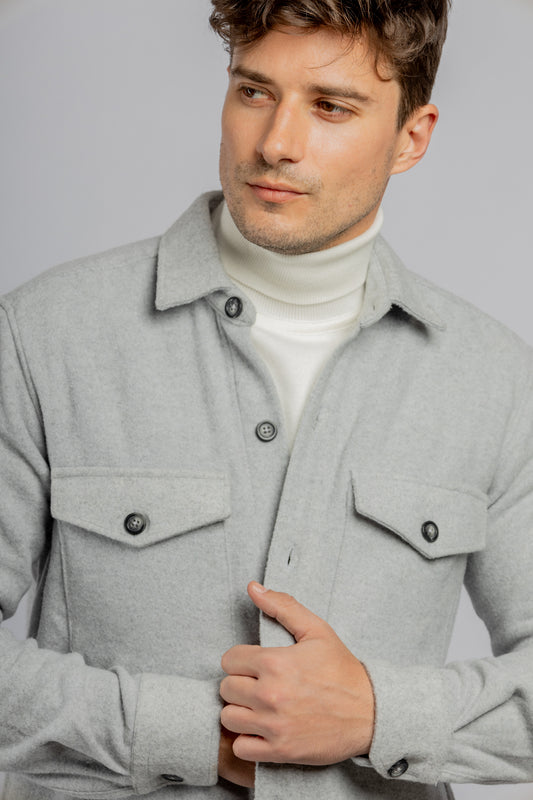 Gray Plain Overshirt