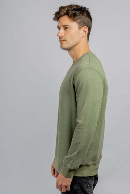 Olive crew neck cotton sweatshirt