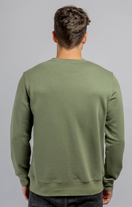 Olive crew neck cotton sweatshirt