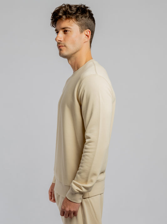 Beige crew neck cotton sweatshirt