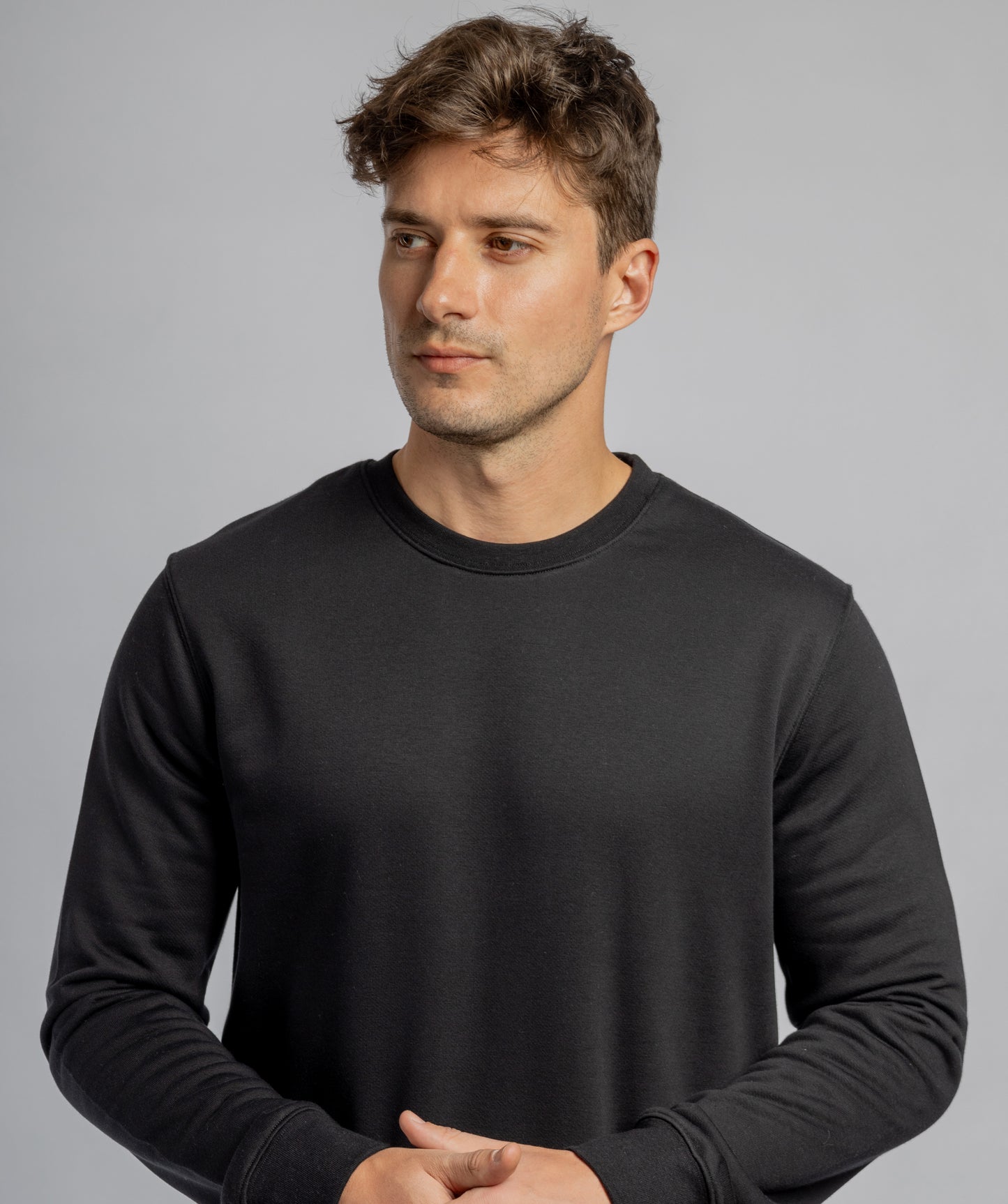 Black crew neck cotton sweatshirt