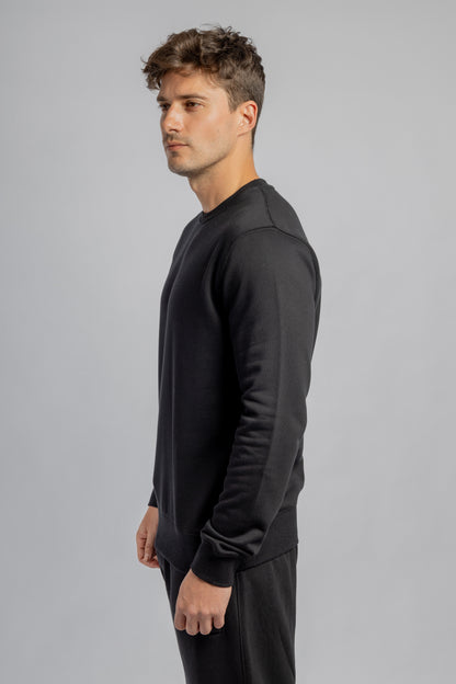 Black crew neck cotton sweatshirt